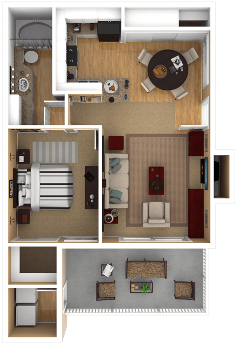 Floor plan for 1 bed, 1 bath